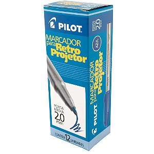 Caneta Pilot para Retroprojetor 2.0mm Azul Caixa com 12 Unidades