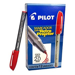 Caneta Pilot para Retroprojetor 2.0mm Vermelha Caixa com 12 Unidades