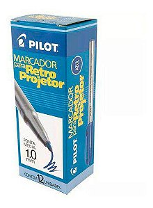 Caneta Pilot para Retroprojetor 1.0mm Azul Caixa com 12 Unidades