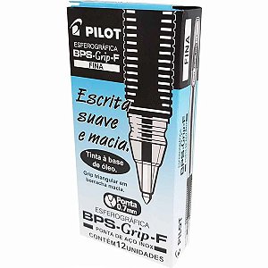 Caneta Esferográfica Pilot BPS Grip 0.7mm Ponta Fina Preta Caixa com 12 Unidades