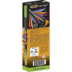 Caneta Bic Intensity 0.4mm Extra Fina Verde Claro Caixa com 10 Unidades