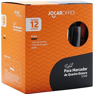 Refil para Marcador de Quadro Branco Jocar Preto 12 Unidades