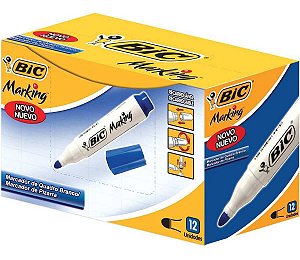 Pincel Bic para Quadro Branco Recarregável Azul Caixa com 12 Unidades