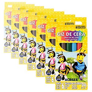 Giz de cera gizao big gis neon gliter 52G 6CORES acrilex em Promoção na  Americanas