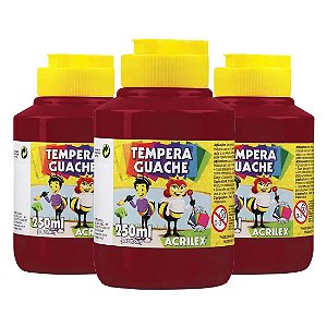 Tinta Guache Acrilex 250ml Vinho 565 - 3 Potes