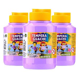 Tinta Guache Acrilex 250ml Lilás 528 - 3 Potes