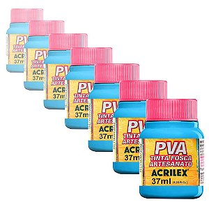 Tinta PVA Acrilex 37ml Azul Celeste 503 com 12 Potes