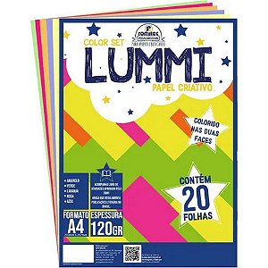 Papel Sulfite Romitec Criativo Lummi A4 5 Cores 120g 20 Folhas