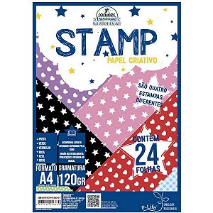 Papel Sulfite Romitec A4 Stamp 4 Estampas 120g 24 Folhas