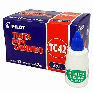 Tinta para Carimbo Pilot Azul 42ml - Caixa com 12 Unidades