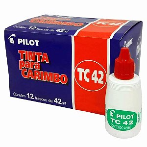 Tinta para Carimbo Pilot Vermelho 42ml - Caixa com 12 Unidades