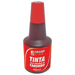 Tinta para Carimbo Grampline Vermelho 40ml - Caixa com 12 Unidades