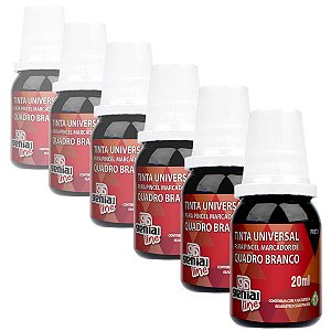 Tinta para Pincel de Quadro Branco GrampLine Genial Preta 20ml com 6 Unidades