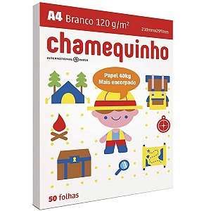 Papel Sulfite Chamequinho A4 120g Criativo Branco com 50 Folhas