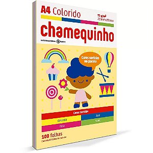 Papel Sulfite Chamequinho A4 75g Cores Sortidas com 100 Folhas