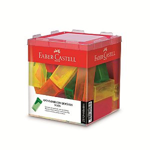 Apontador Escolar Faber-Castell Neon com Depósito Caixa com 25 Unidades