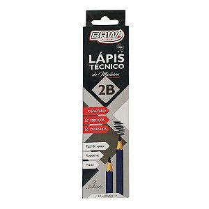 Lápis BRW Preto 2B Técnico LP0020 Hexagonal Caixa com 12 Unidades