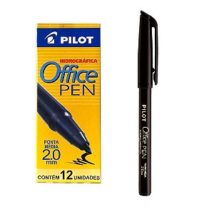 Caneta Hidrográfica Pilot Office Pen 2.0mm Média Preta Caixa com 12 Unidades