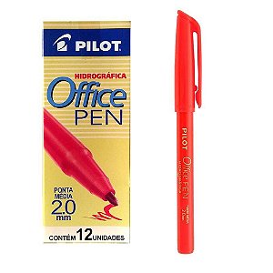 Caneta Hidrográfica Pilot Office Pen 2.0mm Média Vermelho Caixa com 12 Unidades