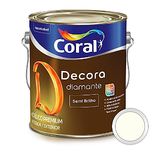 Tinta Acrílica Coral Decora Diamante Premium Branco Semi Brilho Galão 3,6 Litros - Coral