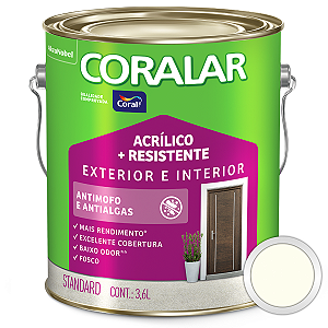 Tinta Acrílica Coralar Duo Exterior e Interior Branco Galão 3,6L - Coral