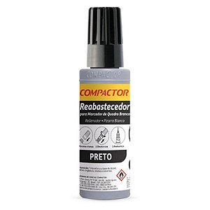 Tinta para Marcador Quadro Branco Compactor Preta 12 unidades de 30ml