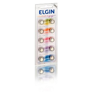 Pilha Bateria Alcalina Elgin LR44 Cartela com 10 Baterias