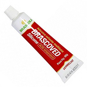 Silicone Acético Brascoved Brascola Alta Temperatura Vermelho 50g