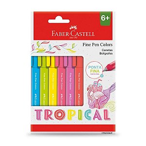 Caneta Hidrográfica Faber Castell Fine Pen Colors 0.4mm Ultra Fina com 6 Cores