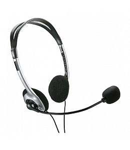 Headset Multilaser com Microfone Preto/Prata - PH002
