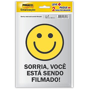 Etiqueta de Sinalização Pimaco Sorria Você está Sendo Filmado Embalagem com 2 Etiquetas