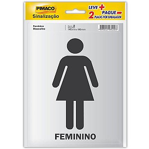 Etiqueta de Sinalização Pimaco Banheiro Feminino / Masculino Contém 1 de Cada