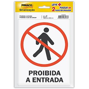Etiqueta de Sinalização Pimaco Proibido Entrar/Celular Embalagem com 2 Etiquetas
