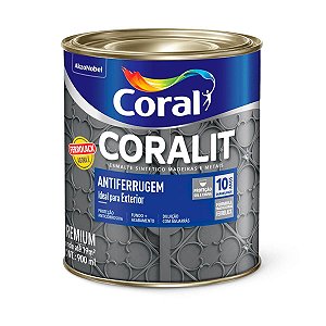Esmalte Coralit Premium Sintético Antiferrugem Cinza 900ml