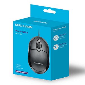 Mouse Óptico Multilaser Classic Box USB Preto Ref MO300