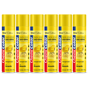 Tinta Spray Chemicolor Uso Geral Amarelo 400ml 6 Latas