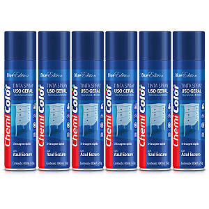 Tinta Spray Chemicolor Uso Geral Azul Escuro 400ml 6 Latas