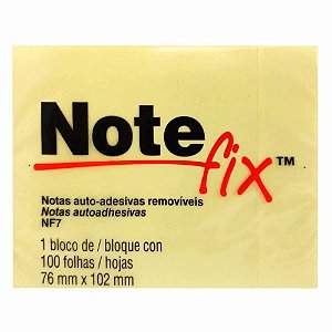 Bloco Adesivo 3M Note Fix Amarelo Nf7 76 x 102 mm 100 Folhas