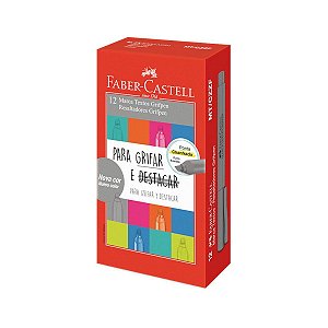 Marca Texto Faber Castell Grifpen Cinza com 12 Unidades