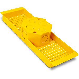 Caixa de Luz Roma para Laje Octogonal Amarela 4x4 com Suporte 30cm