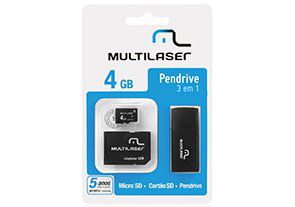 Pen Drive Multilaser 4GB 3 em 1 MC057