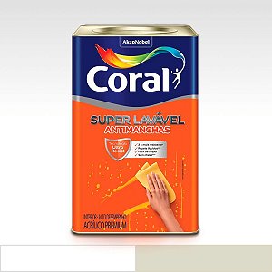 Tinta Acrílica Coral Super Lavável Antimanchas Eggshell Lata 18 Litros