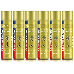 Tinta Spray Chemicolor Metálica Dourado 400ml 199 6 Unidades