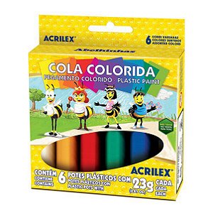 Cola Colorida Acrilex 23g com 06 Cores