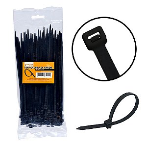 Abraçadeira de Nylon Tocha Preta 7,6mm x 35cm Com 50 Unidades