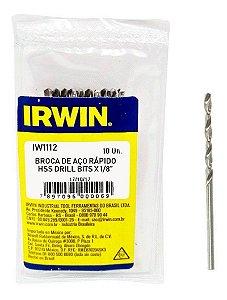 Jogo de Brocas em Aço Rápido Irwin 1/8" com 10 Unidades