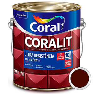 Esmalte Sintético Coralit Ultra Resistência Marrom Galão 3,6 L
