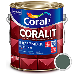 Esmalte Sintético Coralit Ultra Resistência Alto Brilho Cinza Escuro Galão 3,6 Litros