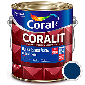 Esmalte Sintético Coralit Ultra Resistência Alto Brilho Azul Del Rey Galão 3,6 Litros