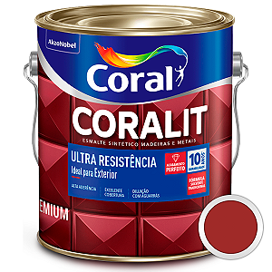 Esmalte Sintético Coralit Ultra Resistência Alto Brilho Vermelho Galão 3,6 Litros